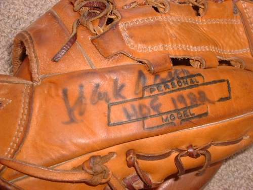 Hank Aaron Brunswick MacGregor KHA Personal Model with Autograph Side